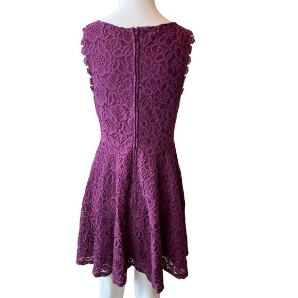 Jodi Kristopher Womens Fit & Flare Lace Dress Scallop Armhole 6544-XP9M Purple 9 - Picture 2 of 8